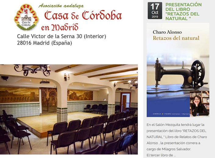Presentación de Retazos del Natural en la Casa de Córdoba en Madrid