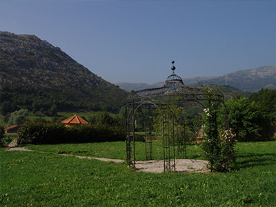 Gardens of the country cottage La Villa de Palacios in Cantabria (Spain)