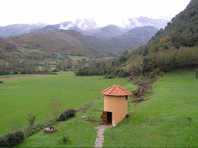 Gardens of the country cottage La Villa de Palacios in Cantabria (Spain)