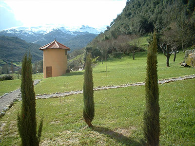 Gardens of the country cottage La Villa de Palacios in Cantabria (Spain)